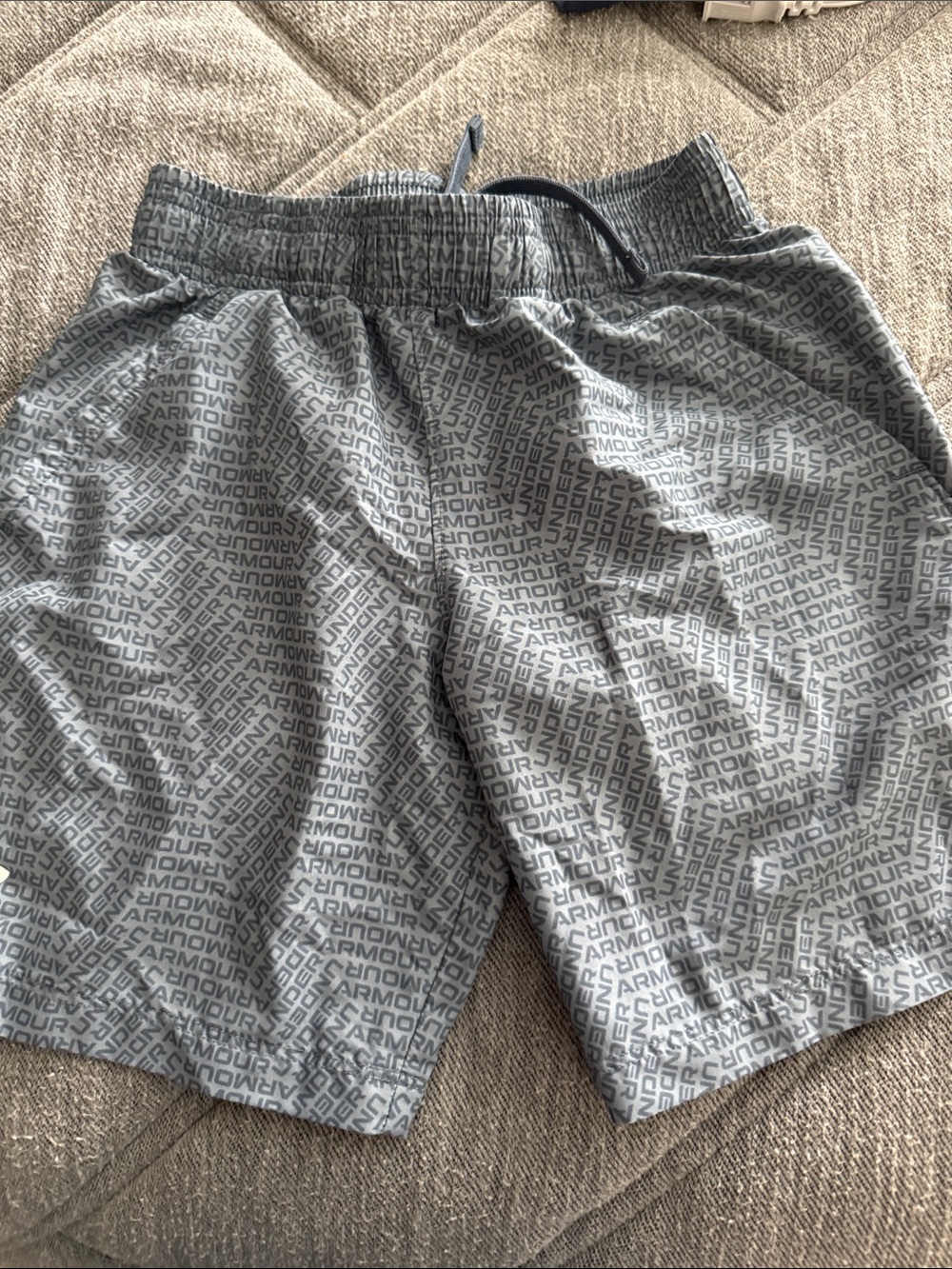 Under Armour Gray Allover Logo Athletic Shorts